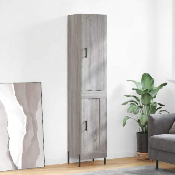 vidaXL Highboard Grau Sonoma 34,5x34x180 cm Holzwerkstoff, 3199119