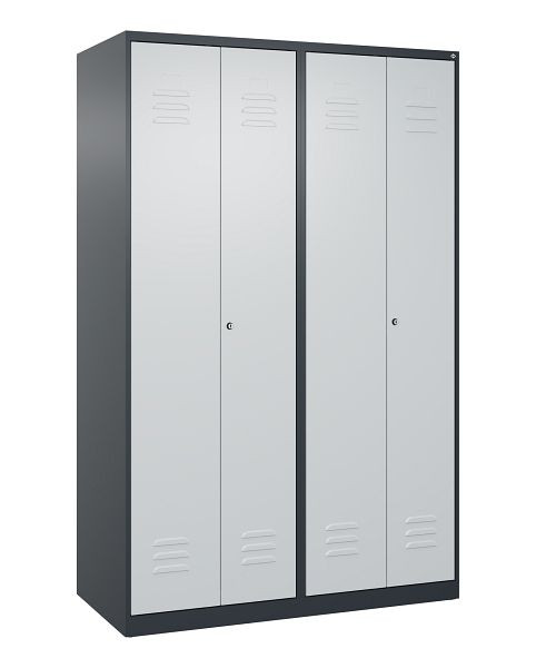 C+P Umkleidespind Classic PLUS, Doppel-Spind, 4 Abteile, 1850x1200x500mm, 7016/7035, Zylinderschlösser, 080002-40P S10009