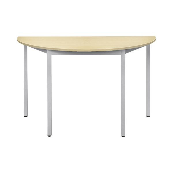 Bisley MULTI Desking Mehrzwecktisch, halbrund 19 mm, Dekor MP ahorn, Gestell aluminium, H 740 x B 1200 x T 600 mm, MTH1206MP300