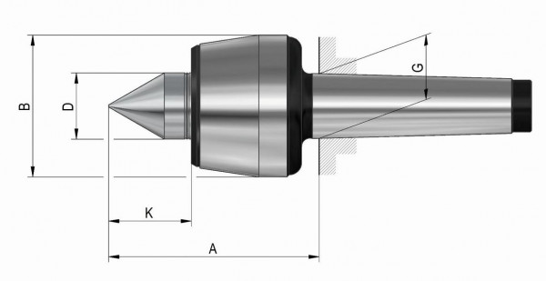 Röhm Mitlaufende Zentrierspitzen 60°, Morsekegel 0, Größe 100, Normalausführung, 61740