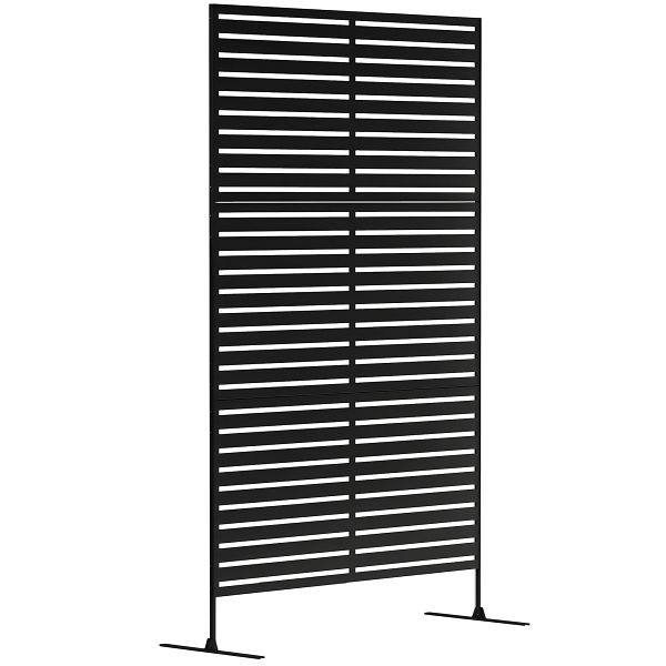 Outsunny Outdoor-Raumtrenner aus Metall, Lamellendesign, Dekorativer Raumteiler für Terrasse, Garten, Balkon, Schwarz, 84J-037V00BK