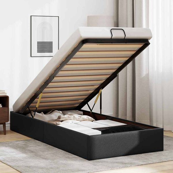 vidaXL Ottoman-Bett ohne Matratze Schwarz 100x200 cm Kunstleder, 3310784