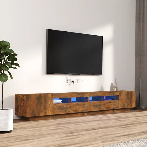 vidaXL 3-teilig TV-Schrank-Set LED-Leuchten Räuchereiche Holzwerkstoff, 3120173