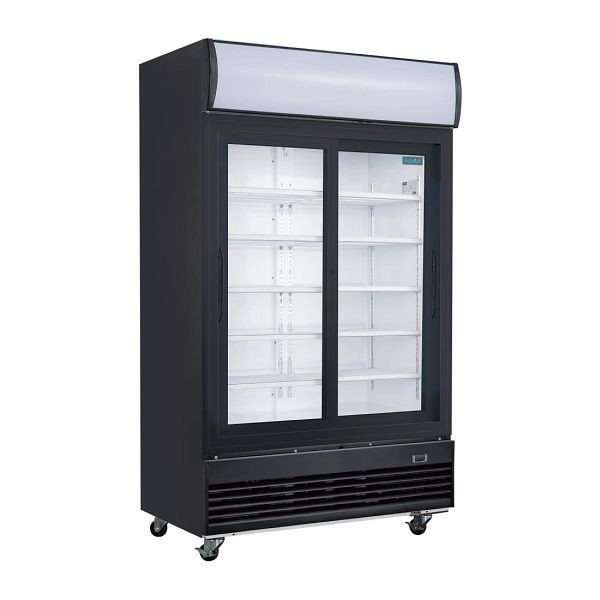 Polar G-Serie Kühlvitrinenmit mit Schiebetüren und Leuchtkasten 950 Liter Schwarz, GM814