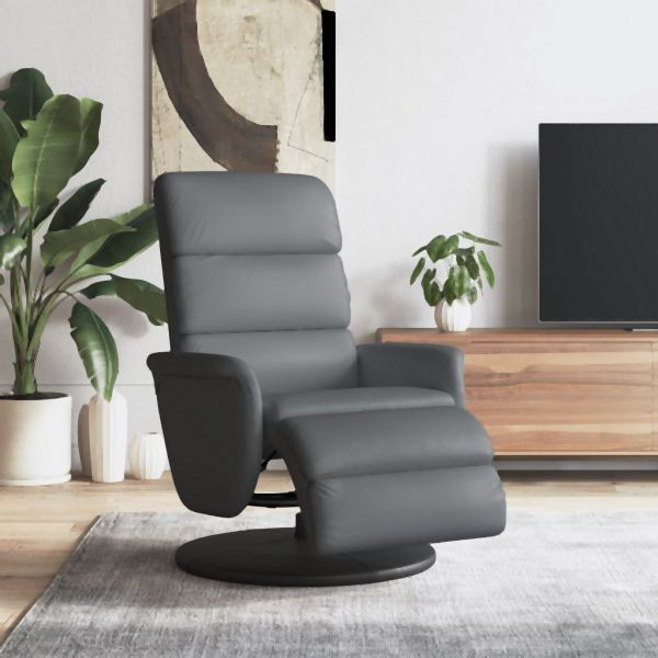 vidaXL Relaxsessel mit Fußteil Grau Kunstleder, 356720, 8721012045026