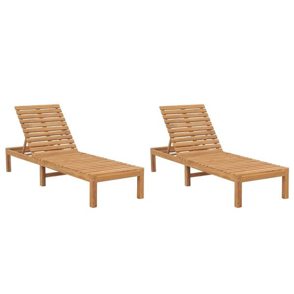 vidaXL Sonnenliegen 2 Stück Massivholz Teak, 3073206