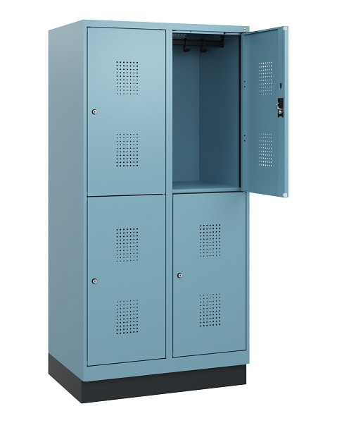 C+P Doppelstöckiger Spind Evolo PLUS, Sockel, 4 Fächer, 1630x800x500mm, 0010/001, Zylinderschloss, 0493205-22 S10058