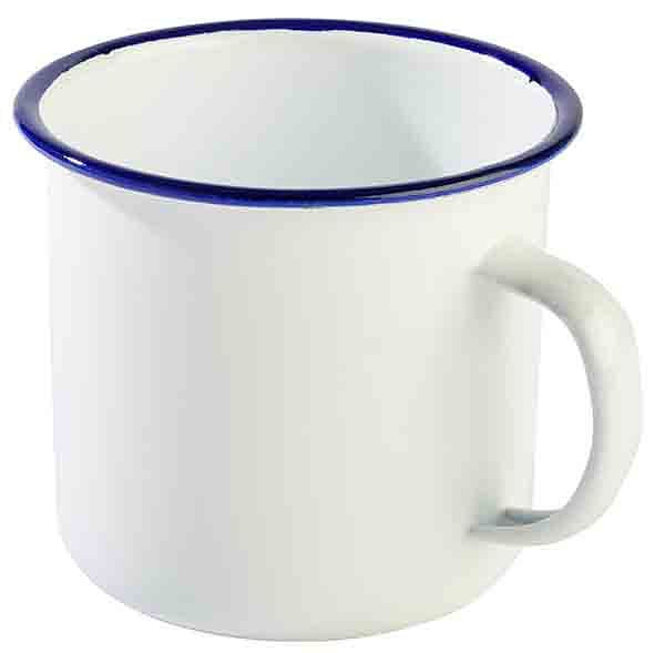 APS Henkelbecher -ENAMELWARE-, Ø 10 cm, Höhe: 9 cm, 0,5 Liter, emailliertes Stahlblech, innen: weiß, außen: weiß, 40637