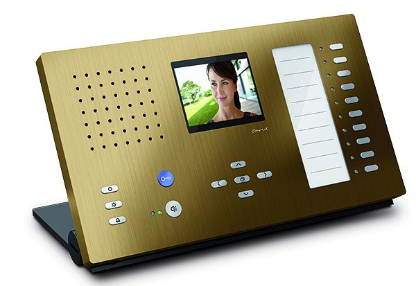 TCS Video Innenstation zum Freisprechen Serie Carus ADAPTO + 10 Tasten Tischgerät, bronze, CAI2210-0151