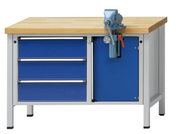 ANKE Werkbänke Montagewerkbank, Modell 806 V, 1270 x 700 x 850 mm, RAL 7035/5010, BMPK 50 mm, 340.139