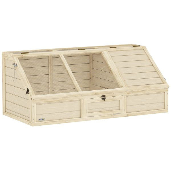 PawHut Schildkrötenbox, Outdoor Schildkrötengehege, bodenloses Design, leicht zu öffnen, Schildkrötenhaus, Natur, D40-044V01ND