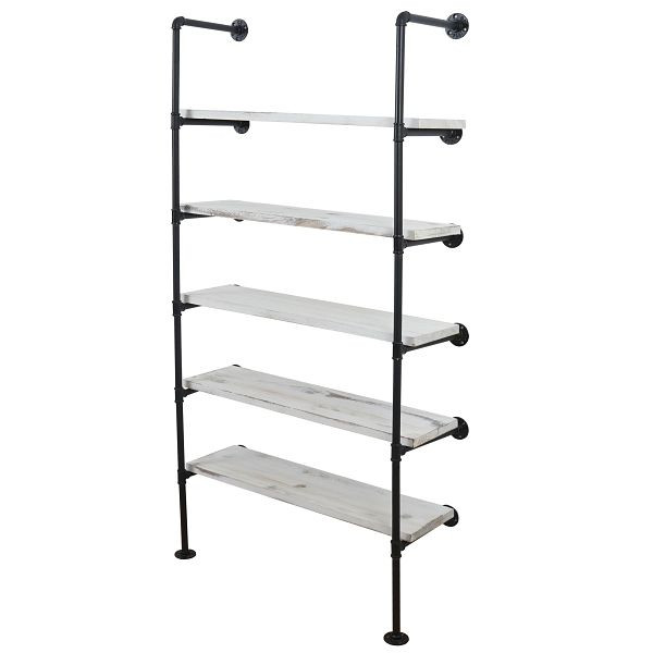 Mendler Standregal HWC-C45, Wohnregal Bücherregal Ablageregal, Industriedesign 165x80x28cm, weiß, 55451