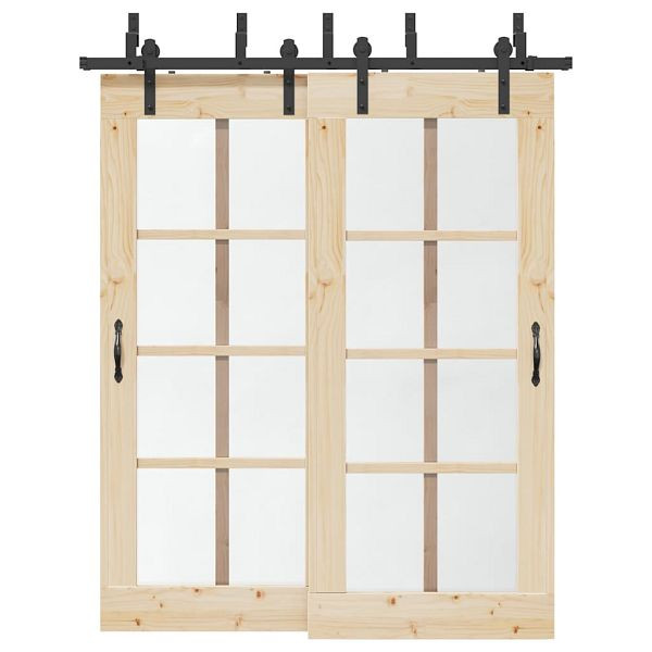 vidaXL Schiebetürbeschlag-Set 183 cm Stahl Schwarz, 3295721