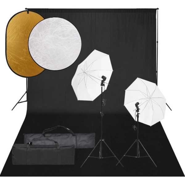 vidaXL Fotostudio-Set mit Beleuchtung, Hintergrund und Reflektor, 3094661