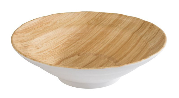 APS Schale -BAMBOO-, Ø 30,5 cm, Höhe: 8,5 cm, Melamin, innen: Bambusoptik, außen: weiß, 84819