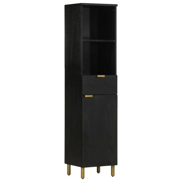 vidaXL Badschrank Schwarz 38x33x160 cm Massivholz Mango, 4017670