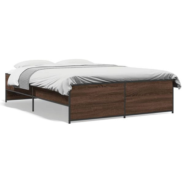 vidaXL Bettgestell Braun Eichen-Optik 120x200 cm Holzwerkstoff Metall, 3279896