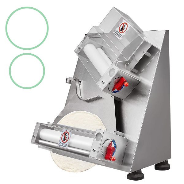 VEVOR Pizzateig-Gebäckpresse 76,2 bis 304,8 mm, 1-5,5 mm Dicke Herstellungsmaschine, 260 Stk/h Elektrisch, Edelstahl, DDPSBYMJ300MJP7MBV2