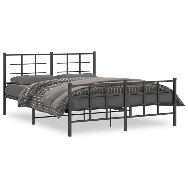 vidaXL Bettgestell mit Kopf- und Fußteil Metall Schwarz 150x200 cm, 355581