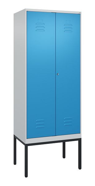 C+P Umkleidespind Classic PLUS SW, Gestell, 2 Abteile, 2120x800x500mm, 7035/5012, Zylinderschloss, 0800327-22 S10019