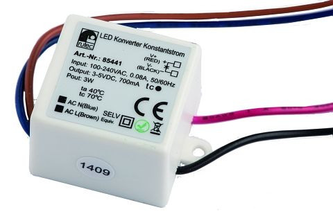rutec LED-Konverter 700 mA 2,1-3,5W 3-5V 100-240V AC, 85441