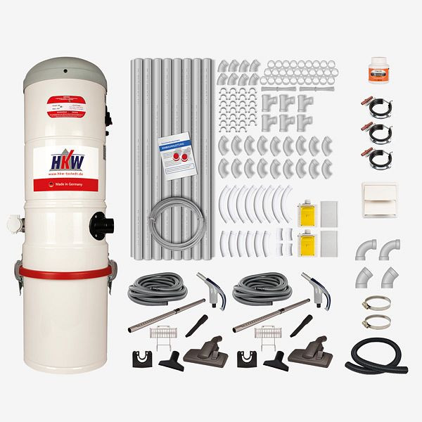 HKW Komplett-Set MEDIUM 3 (RETRAFLEX) - 2 Saugdosen, 15 m Saugschlauch, 2200115