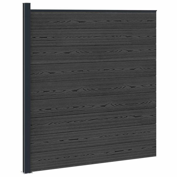 vidaXL Zaunelement WPC und Aluminium Schwarz, 42039060