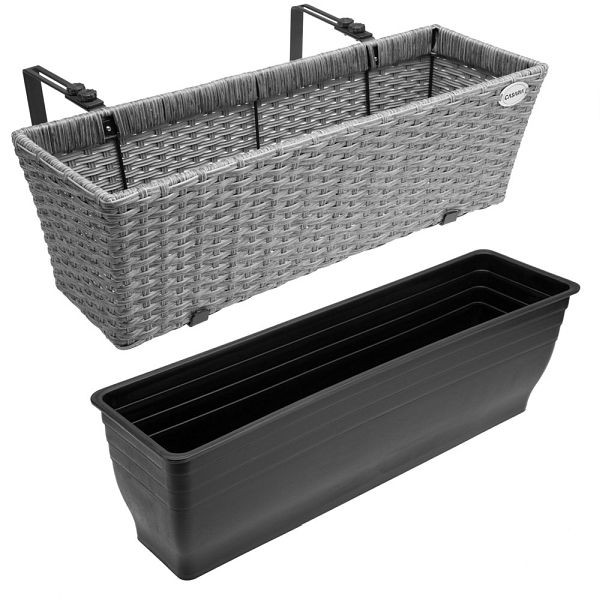 casaria Polyrattan Blumenkasten 2er-Set Grau, 108646