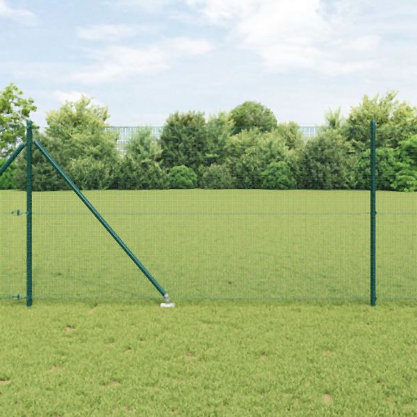 vidaXL Geschweißter Drahtzaun mit 13 Spike-Pfosten, Grün, 1x25 m, Stahl, 3352081