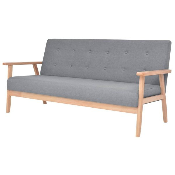 vidaXL 3-Sitzer-Sofa Stoff Hellgrau, Holz, 158 x 67 x 73,5 cm, 244650