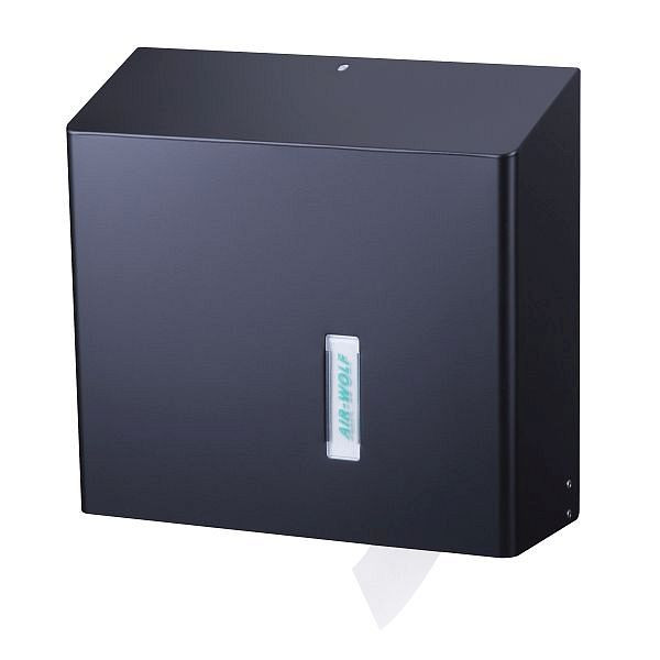Air Wolf Duplex-Rollenspender, Serie Omega, H x B x T: 350 x 377 x 133 mm, Edelstahl mattschwarz beschichtet, 29-538