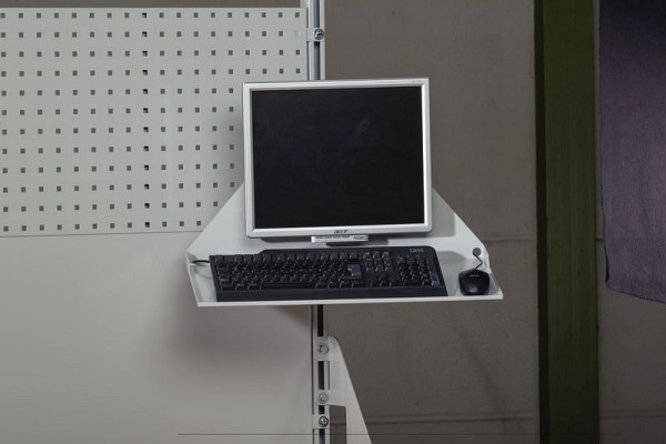 KLW Universal- / Laptop-Ablage Ablagegröße 400 x 300 mm B x T, mit Abrollrand mit Schwenkarm aus Aluminium, silberfarben, VESA - Halterung, ABC-SA2-LTAB-01