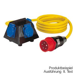 GIFAS Vollgummi-Sicherheitsverteiler Typ 2000, 3 m GIFAS PROFLEXX-07 Leitung 5 x 2,5 mm², CEE-Stecker 5 x 16 A/400 V, Gl-Faktor: 1, 101329
