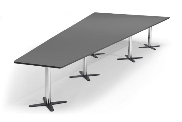 Deskin Konferenztisch DUBLIN, Dekor: Anthrazit, Gestellfarbe: Verchromt / Anthrazit RAL 7016, BxHxT: 5000 x 735 x 2050 mm, 330314