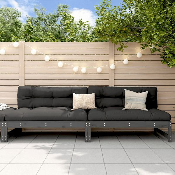 vidaXL Garten-Mittelsofas 2 Stück Grau 120x80 cm Massivholz Kiefer, 825718
