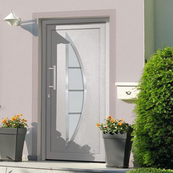 vidaXL Haustür Weiß 98x200 cm, Füllung: 24 mm, Material: PVC-Türrahmen + Sandwichkernfüllung, 279201