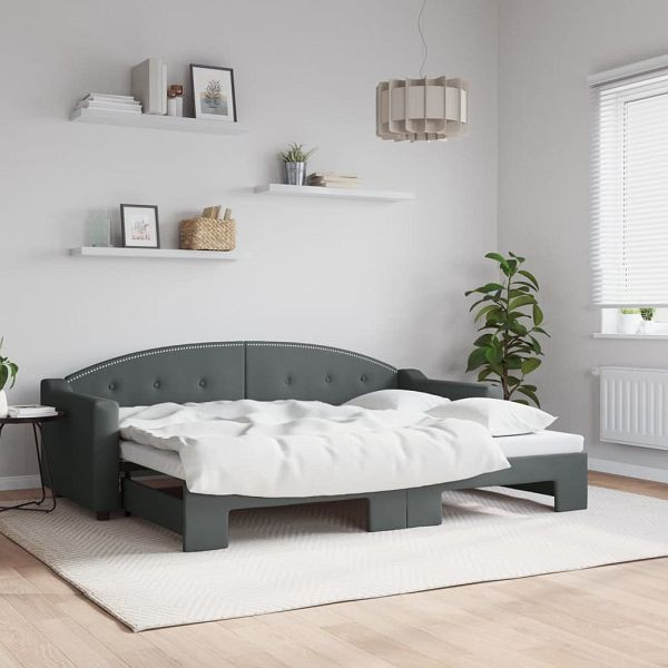 vidaXL Tagesbett Ausziehbar Dunkelgrau 80x200 cm Stoff, 3197526
