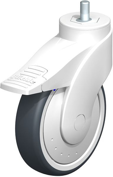 Blickle LWKX-TPA 126XK-FI-FK-GSX10 Kunststoff-Lenkrolle WAVE, rostfrei, mit Gewindestift & Feststeller, Thermoplastisches Gummi-Elastomer, Grau, 741743