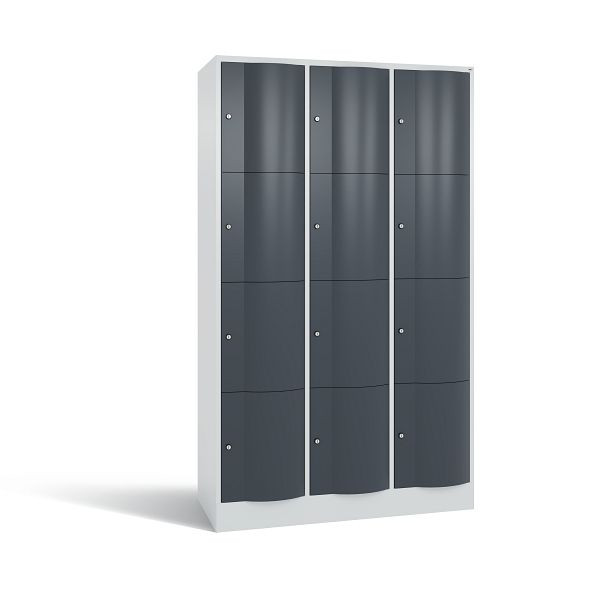 C+P Schließfachschrank Resisto, 12 Fächer, H1950xB1148xT540 mm, Lichtgrau/Anthrazit, 8470-372 S10246