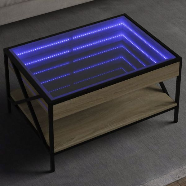 vidaXL Couchtisch mit Infinity-LED Sonoma-Eiche 70x50x38 cm, 847703