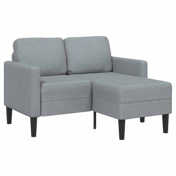 vidaXL 2-Sitzer-Sofa mit Chaiselongue L-Form Hellgrau 125 cm Stoff, 4107061