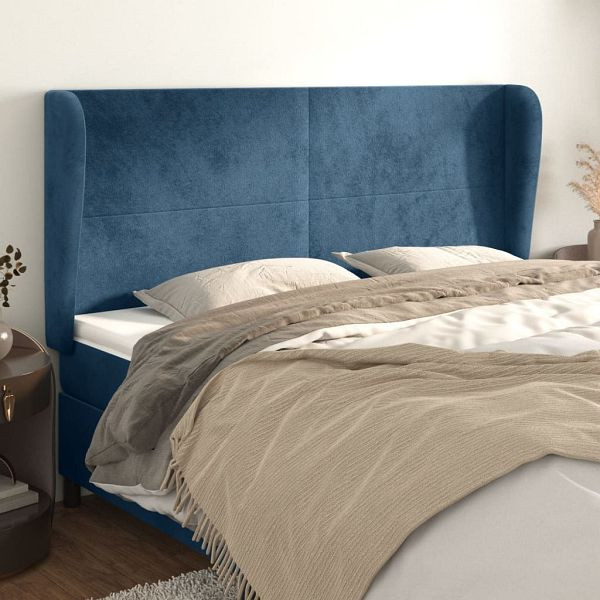 vidaXL Kopfteil mit Ohren Dunkelblau 163x23x118/128 cm Samt, 3117734