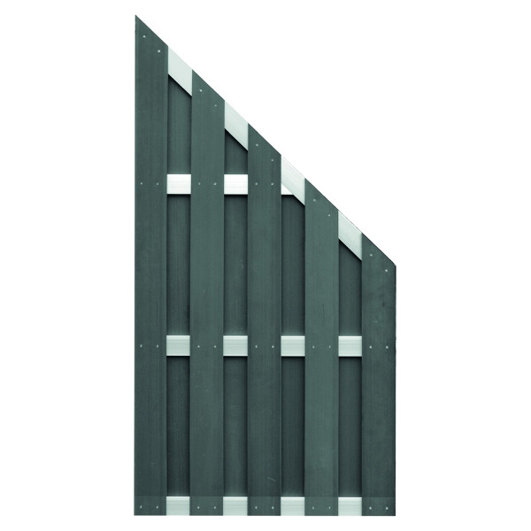T&J JINAN-Serie ECKE anthrazit, 90 x 180/90 cm, WPC-Bretterzaun, Querriegel ALU anodisiert, 44737