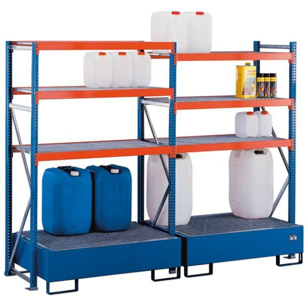 Schulte Grundregal, W 100-Umweltregal-Set, 2000 x 1250 x 600 mm, blau/orange/verzinkt, 14860