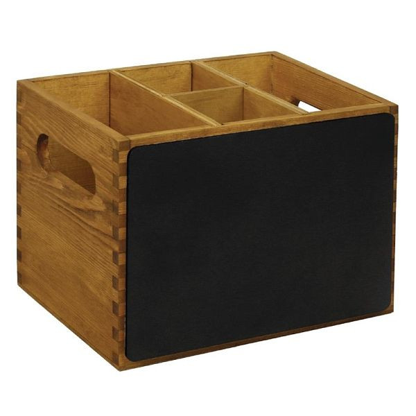 Olympia Besteckbehälter Holz mit Tafel, 15 x 21 x 16 cm, GM243