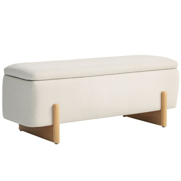 HOMCOM Hocker mit Stauraum, Sitzbank mit Schaumstoffpolsterung, Leinenimitat, 111 x 44 x 44,5 cm, 838-467V00CW