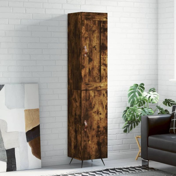 vidaXL Highboard Räuchereiche 34,5x34x180 cm Holzwerkstoff, 3200110