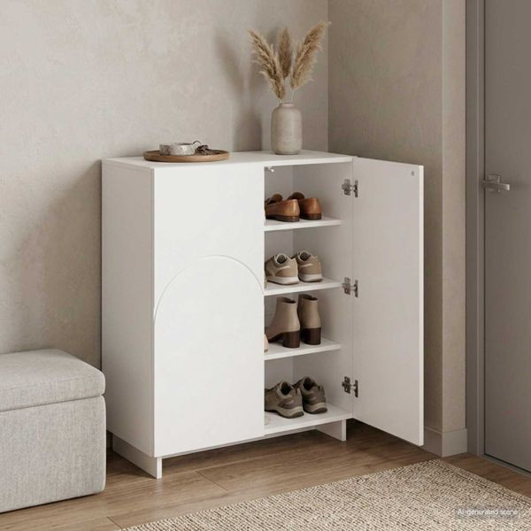 vidaXL Schuhschrank 73 x 38 x 87,5 cm Holzwerkstoff Hochglanz Weiß, 8011652