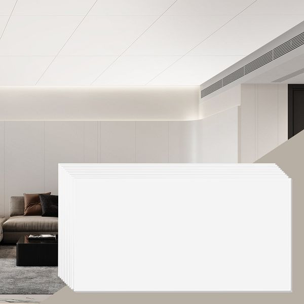VEVOR Set Decke Panel Deckenplatten Deckenfliese, PVC 605x1213mm Weiß Glatt, VE: 10 Stück, THBZPVCFPB1010YENV0
