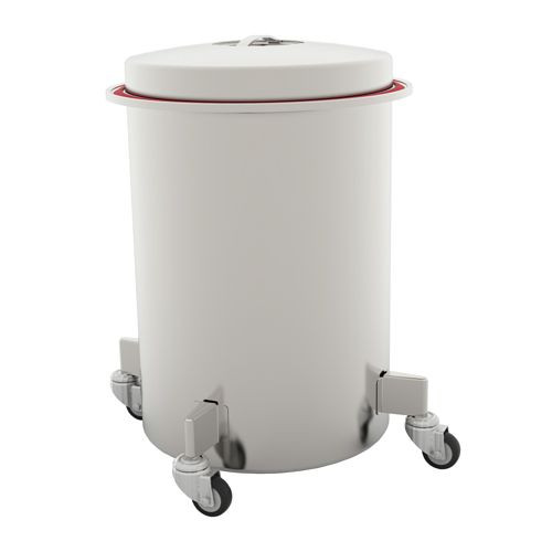 Rieber Abfallrolli CNS, aus Edelstahl tiefgezogen für 40L, mit 4 Lenkrollen und 1 Deckel, 88090502